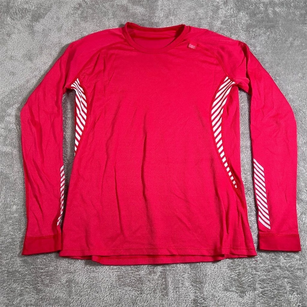 Helly Hansen Women's Pink Striped Long Sleeve Athletic Pullover Top Sz S